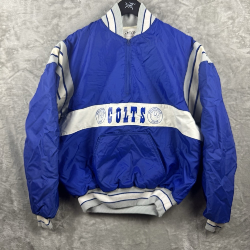 Vintage DeLong NFL Indianapolis Colts Pullover Jacket Blue Mens Large 70s 80s‎